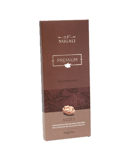 Tablete de Chocolate ao Leite com Nozes Nugali 100g